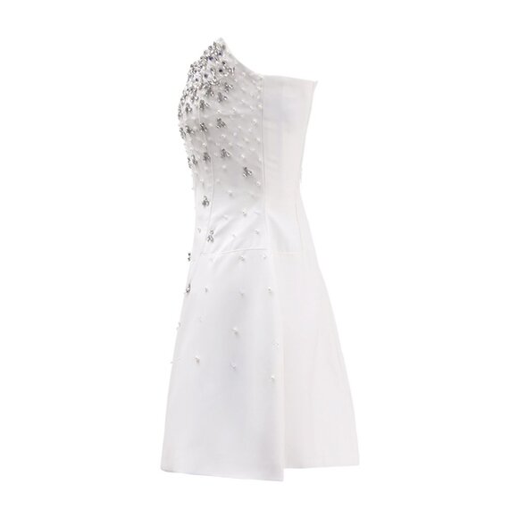 NWT Embellished Crystal Pearl Bridal Mini Dress - Picture 4 of 6